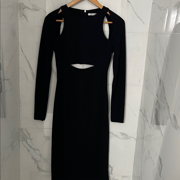 Alexander Wang Black Long Sleeve Cutout Midi Sheath Dress - Picture 3 of 9